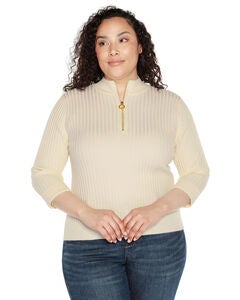RIBBED QUARTER-ZIP SWEATER