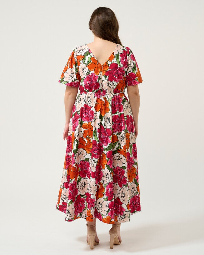 Nadja Midi Dress, Orange Print / Orange, alternate image number null