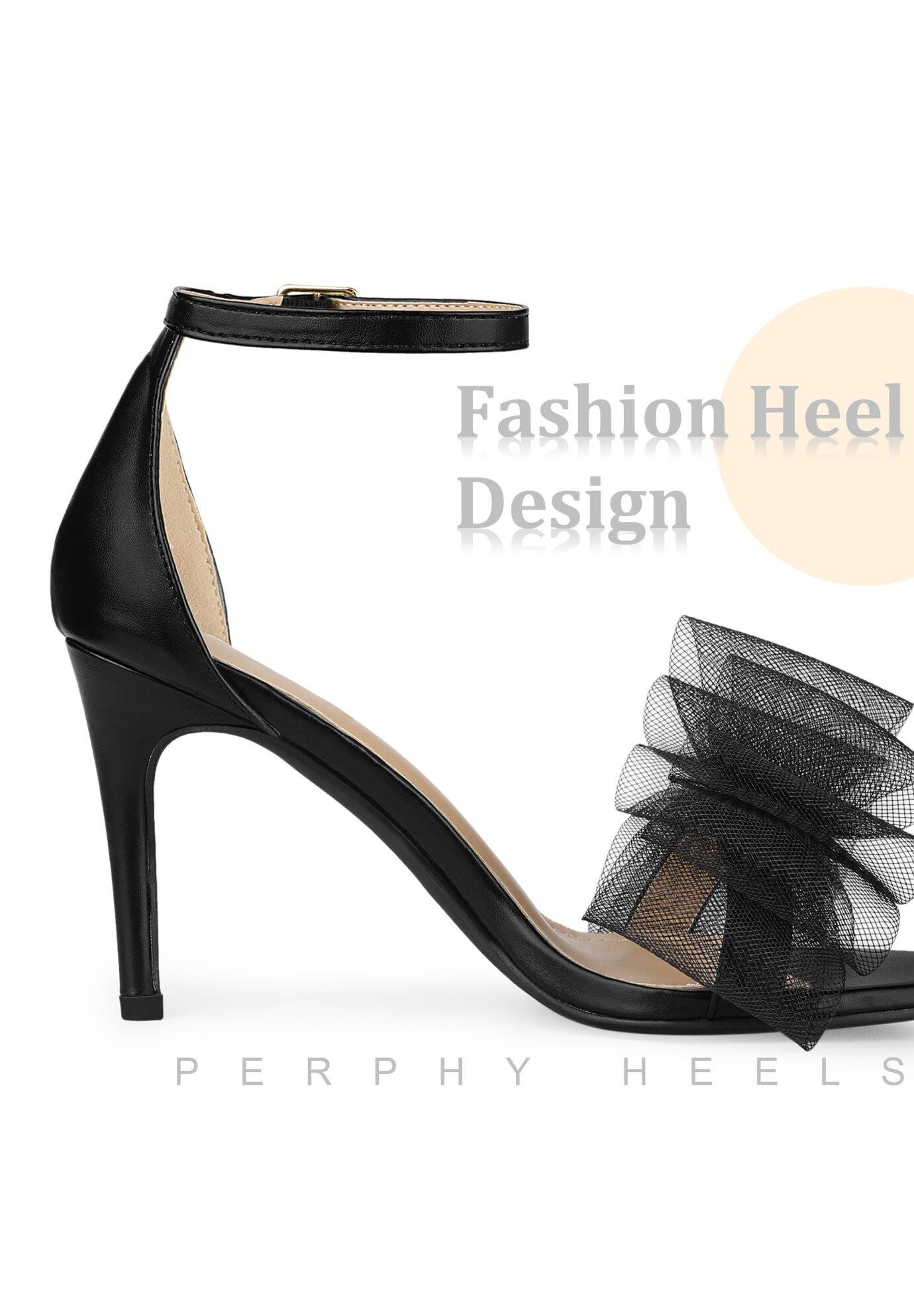 Open Toe Bow Tie Stiletto Heel Sandals, Black / Black, alternate image number 3