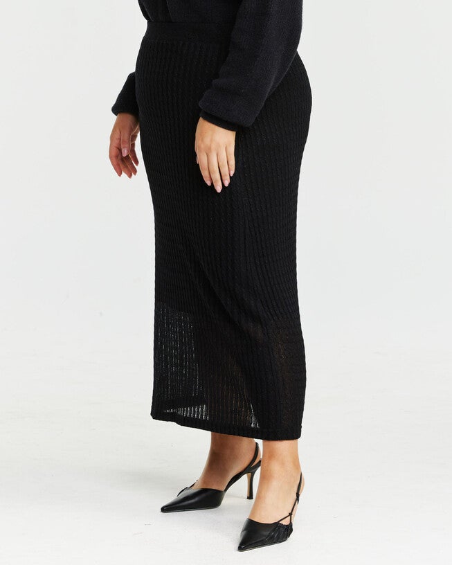 Oxford Black Metallic Knit Skirt, , alternate image number null