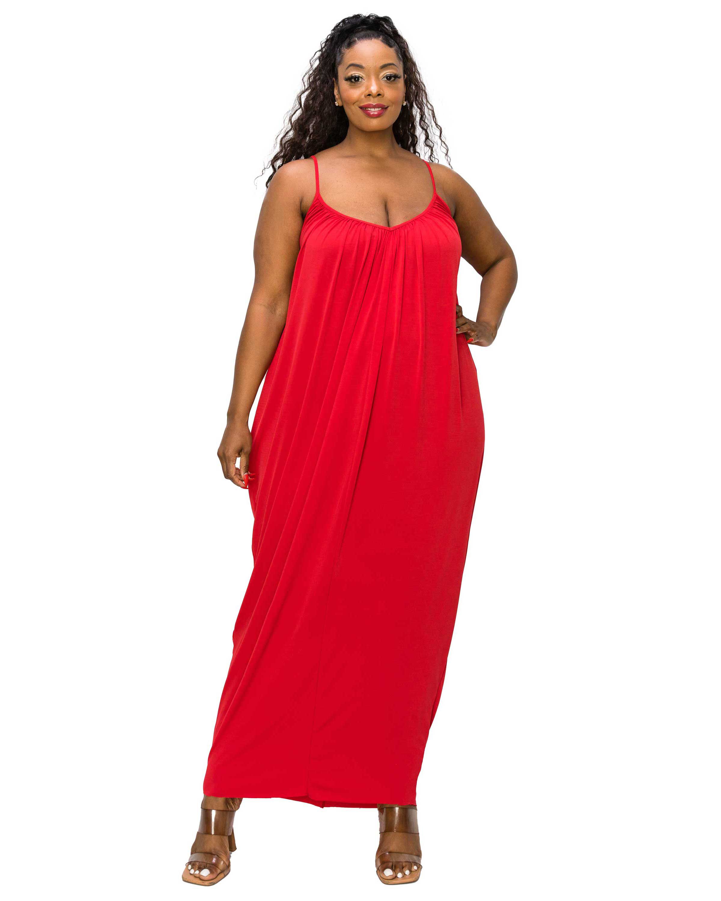 ADORA RUCHED SPAGHETTI STRAP DRESS, Red / Red, hi-res image number 0