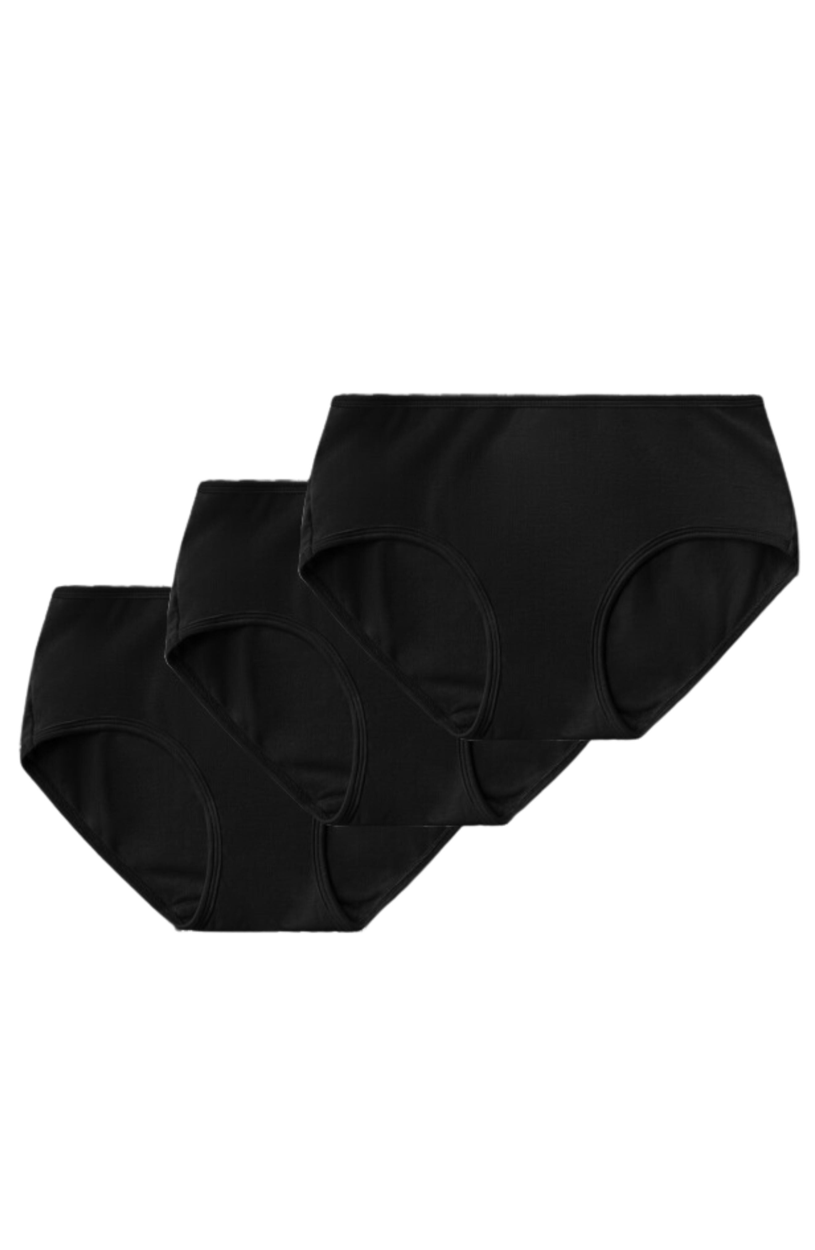 3-Pack Mid-Rise Ultra Soft Sustainable Briefs, Black / Black, hi-res image number 0