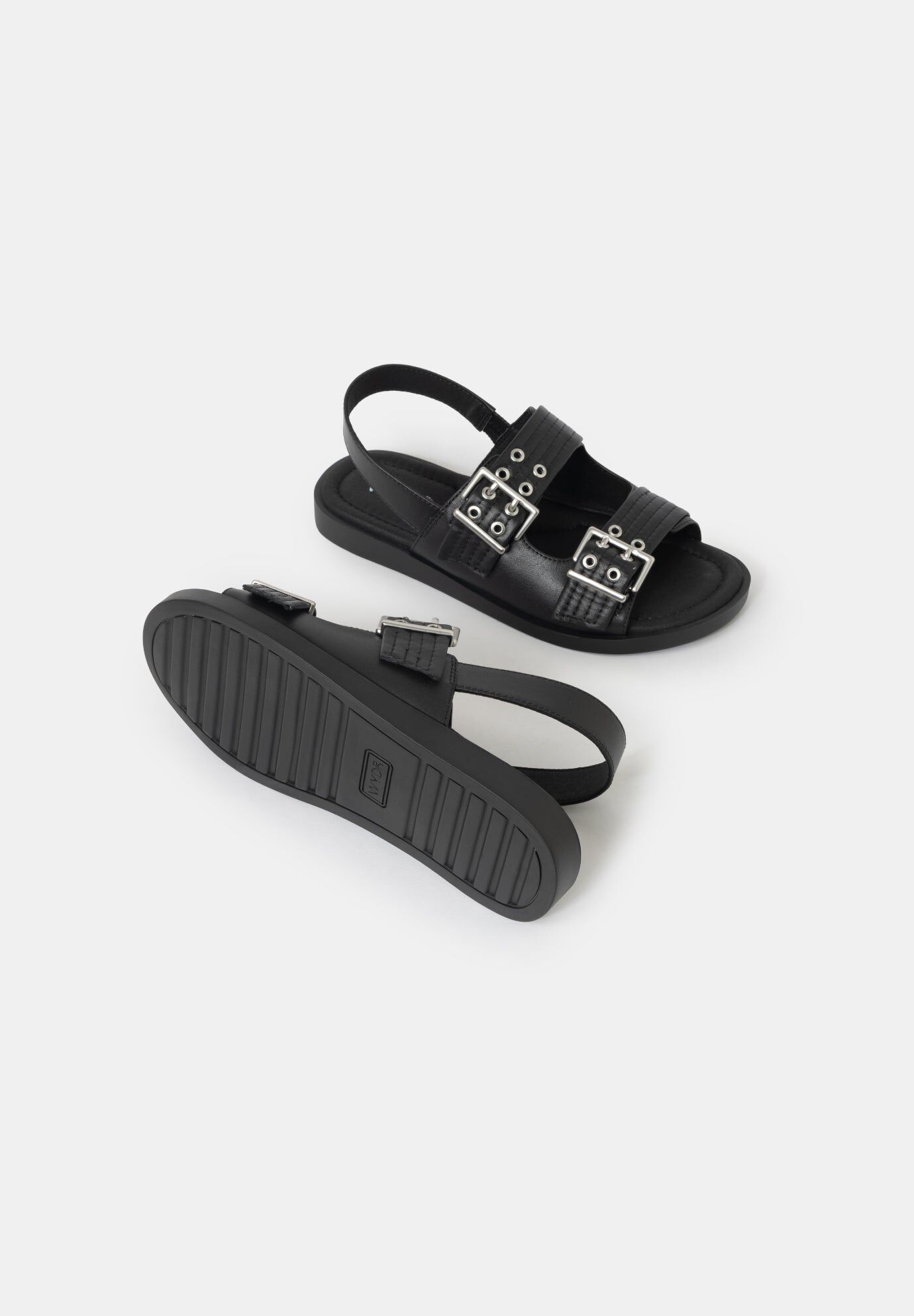 Roxette Double-Strap Mini-Wedge Slides, Black / Black, alternate image number 3
