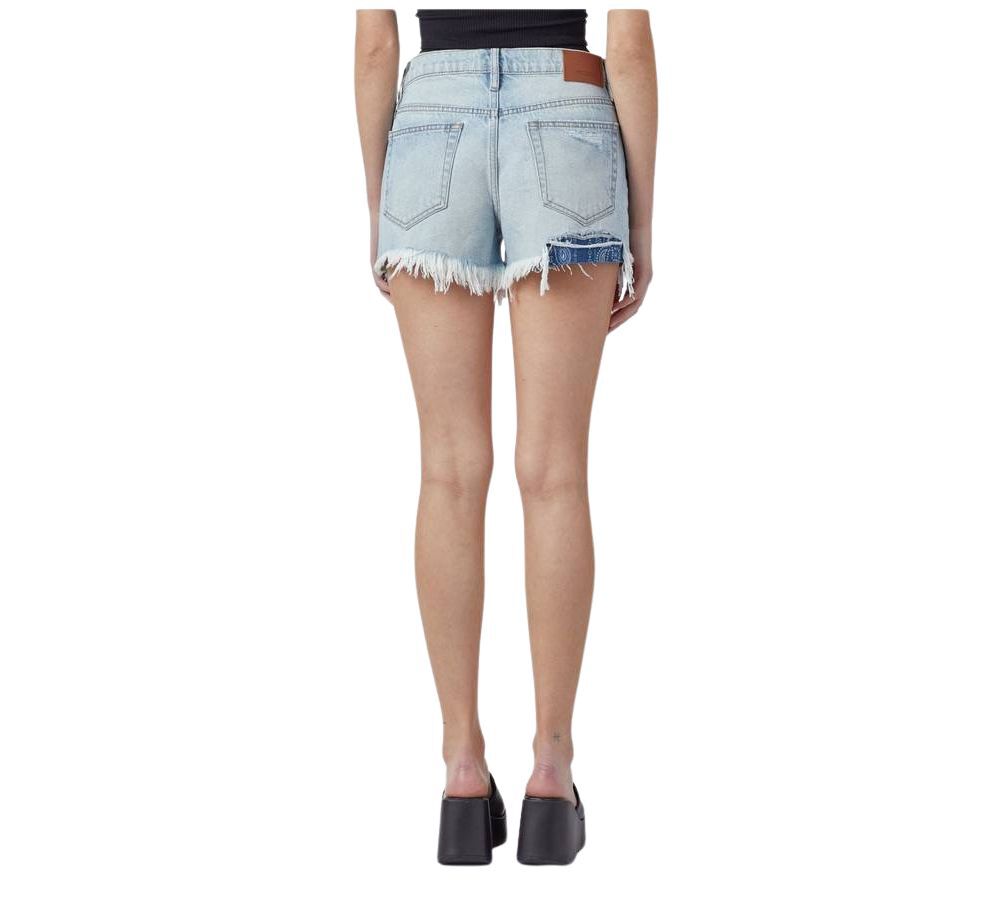 Kenzie Bandana Print Distressed Shorts In Light Wash, , alternate image number 3