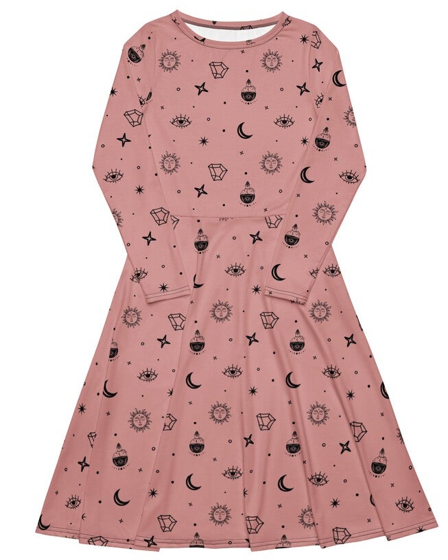 Cosmic Alchemy Long Sleeve Midi Dress, Pink / Pink, hi-res image number 0