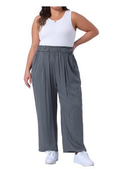 STRETCHY HIGH WAISTED WIDE LEG PALAZZO PANTS