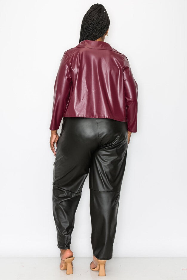 RYDER CROP VEGAN LEATHER JACKET, , alternate image number 6