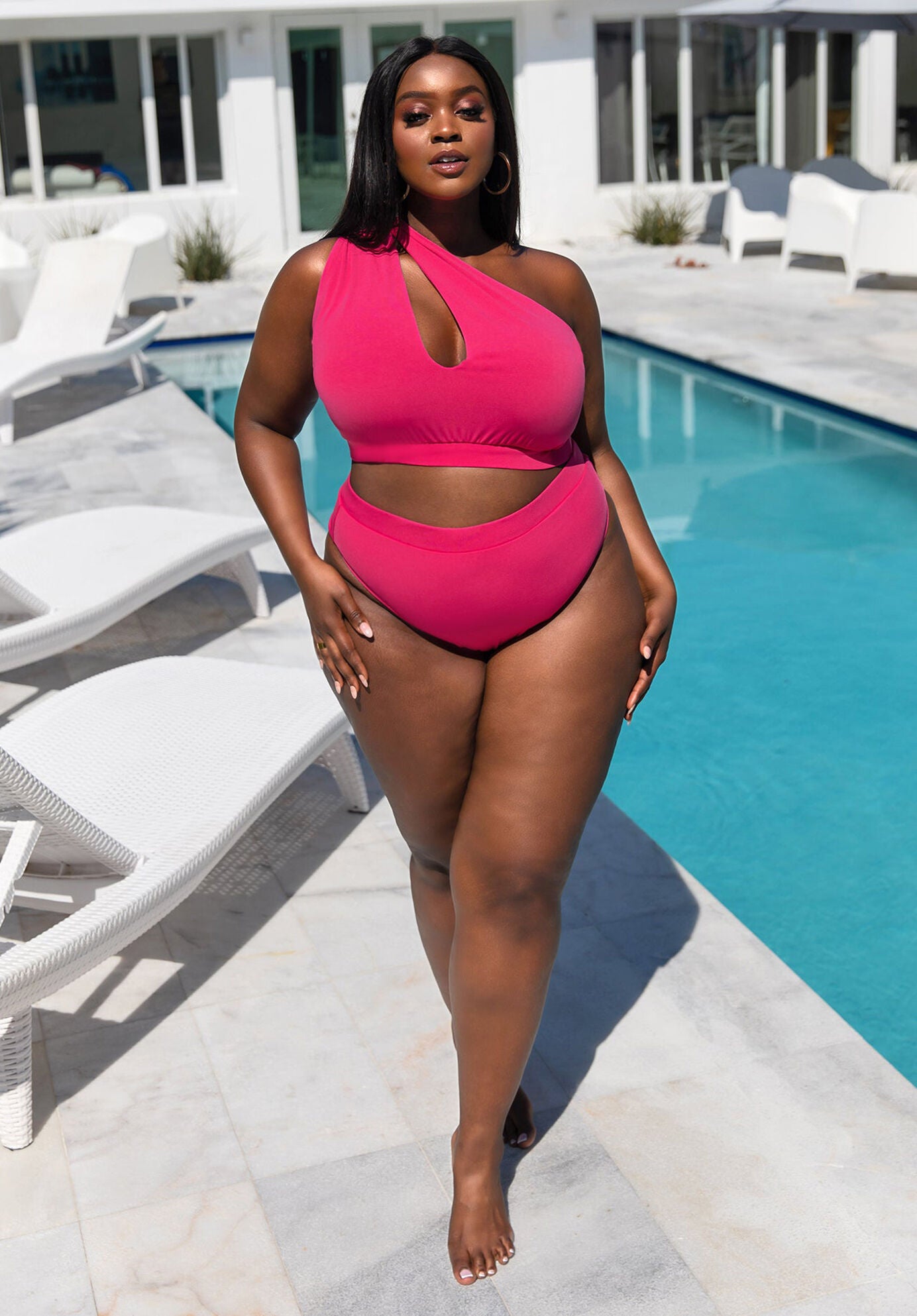 Good Catch High Waist Bikini Bottom, Fuchsia / Deep Fuchsia, hi-res image number 0