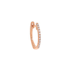 Diamond Huggie Earring  14K Rose Gold 12 MM Single