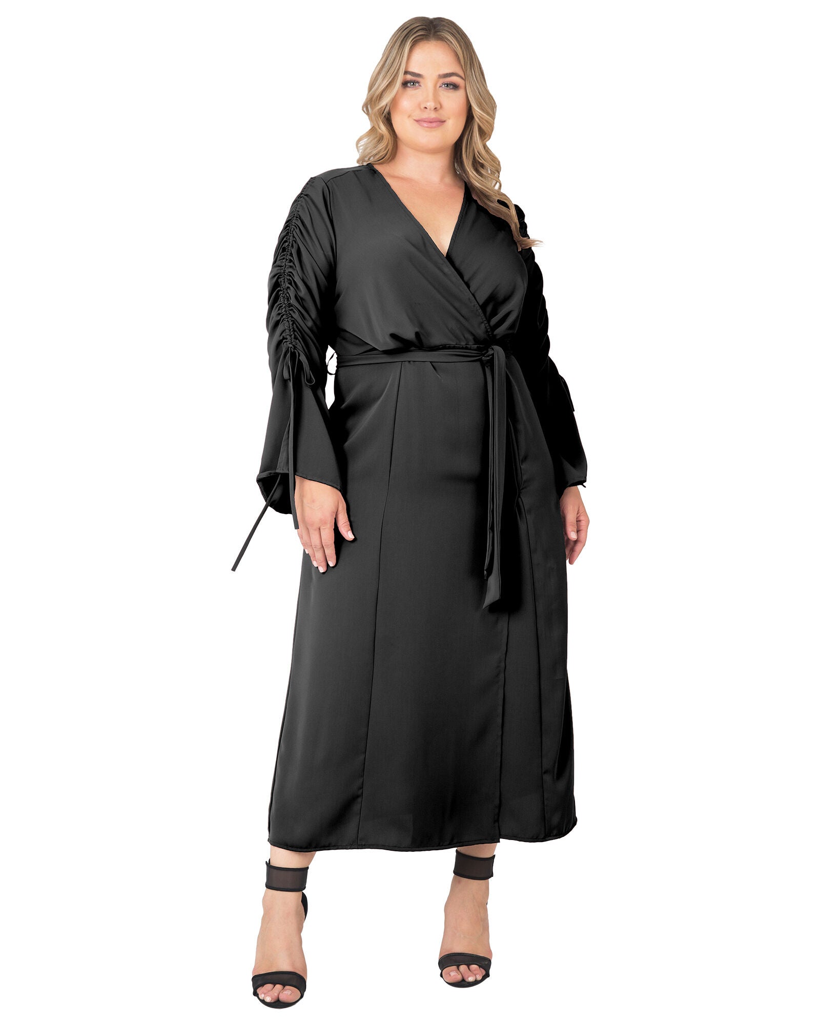 Standards & Practices Long Sleeve Maxi Wrap Dress, , alternate image number 8