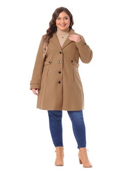 Single Breasted Notched Lapel Elegant Long Coat