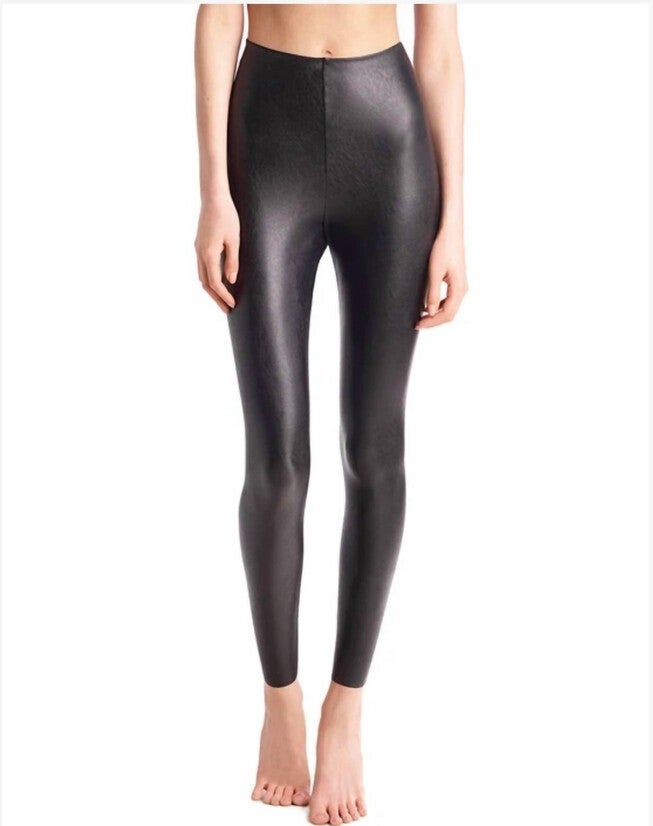 Faux Leather Leggings In Black, Black / Black, hi-res image number null