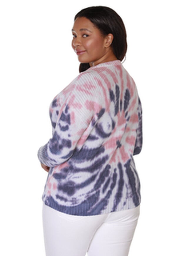 Presley Tie-Dye Lace-up Sweater, NavyPink Guava / Navy, alternate image number null