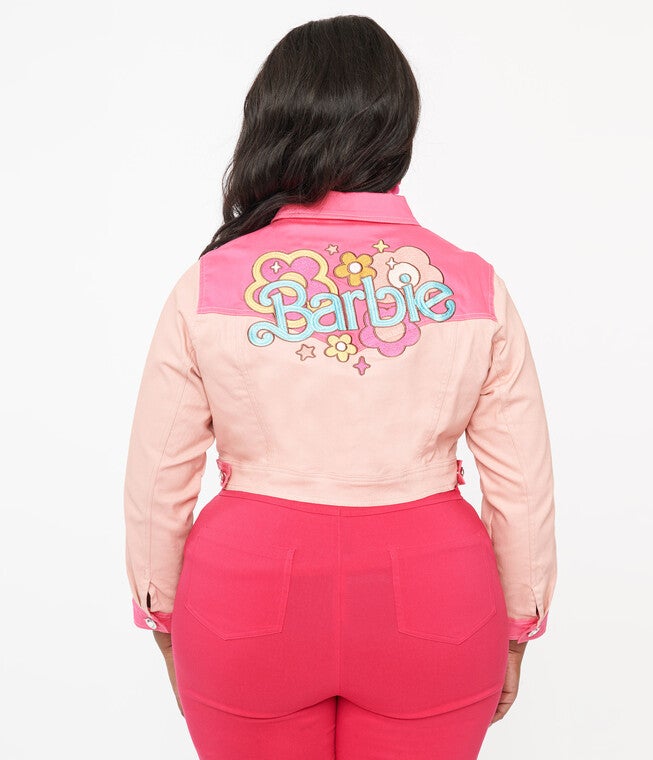 Barbie x Unique Vintage Pink Barbie Denim Western Jacket, , alternate image number 5
