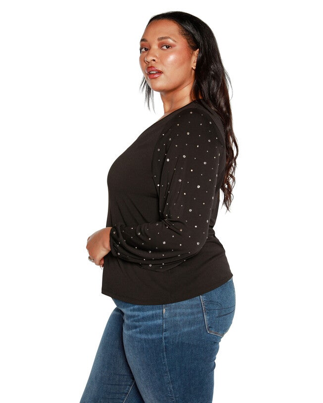 Plus Size Embellished Open-Front Knit Cardigan, , alternate image number null