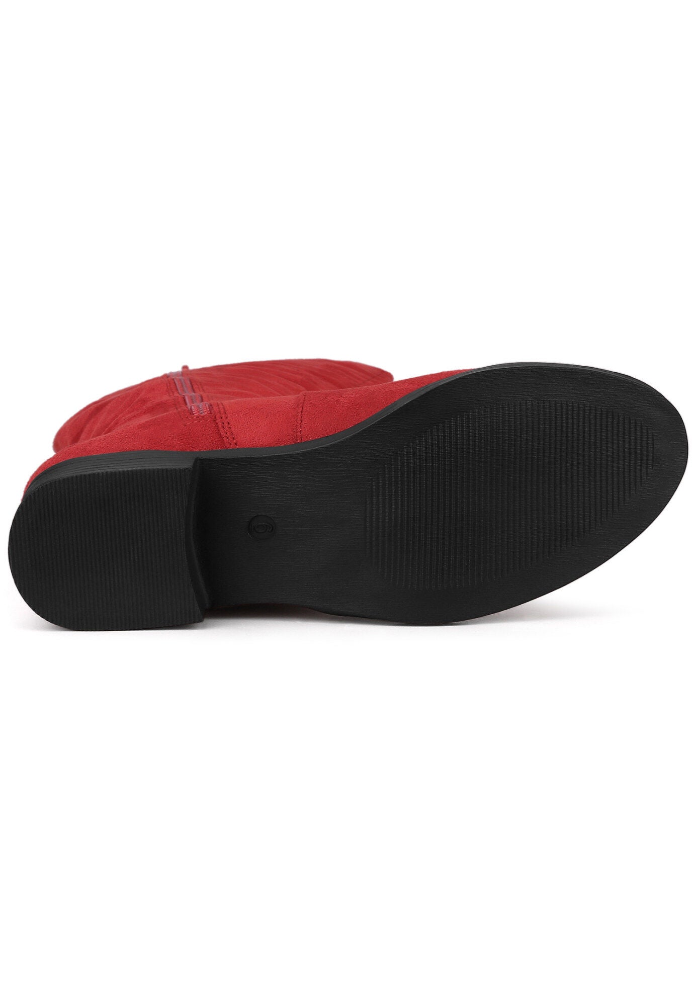 Side Zipper Chunky Heels Knee High Boots, Red / Red, alternate image number 3