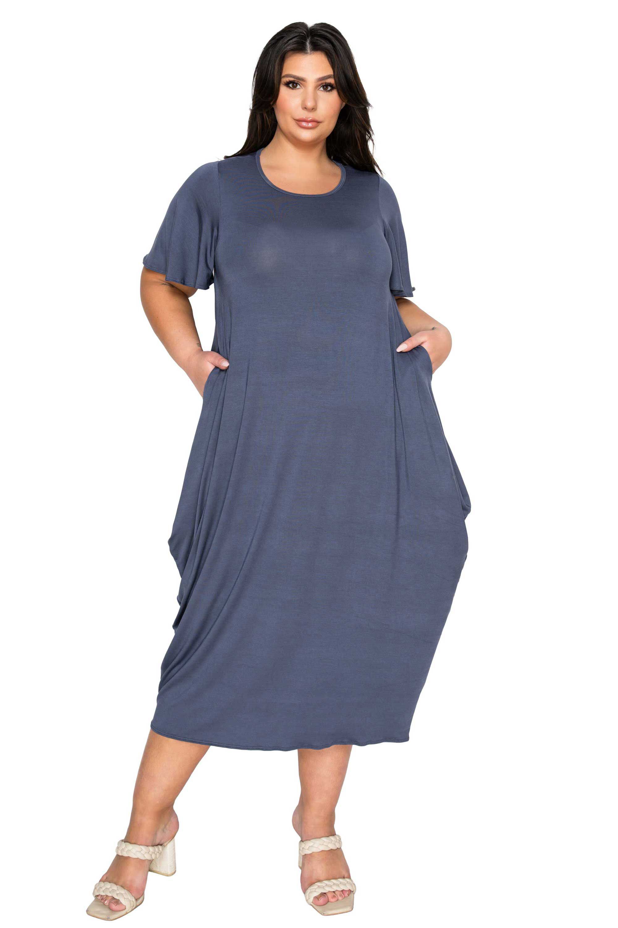 Liz Flutter Sleeve Pocket Dress, Charcoal / Charcoal Grey, hi-res image number 0