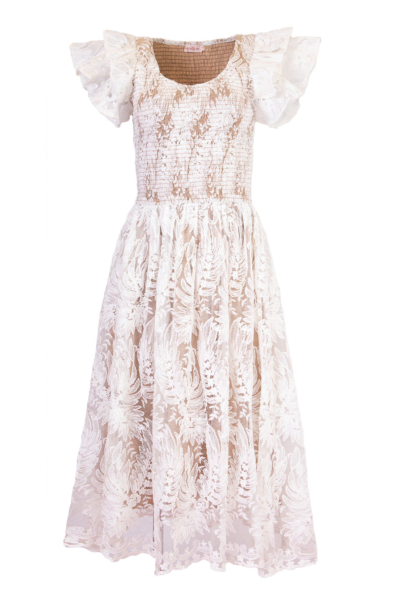 Hattie Dress, White Lace / White, alternate image number 4