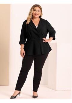 NOTCHED LAPEL PEPLUM JACKET SUIT BLAZER