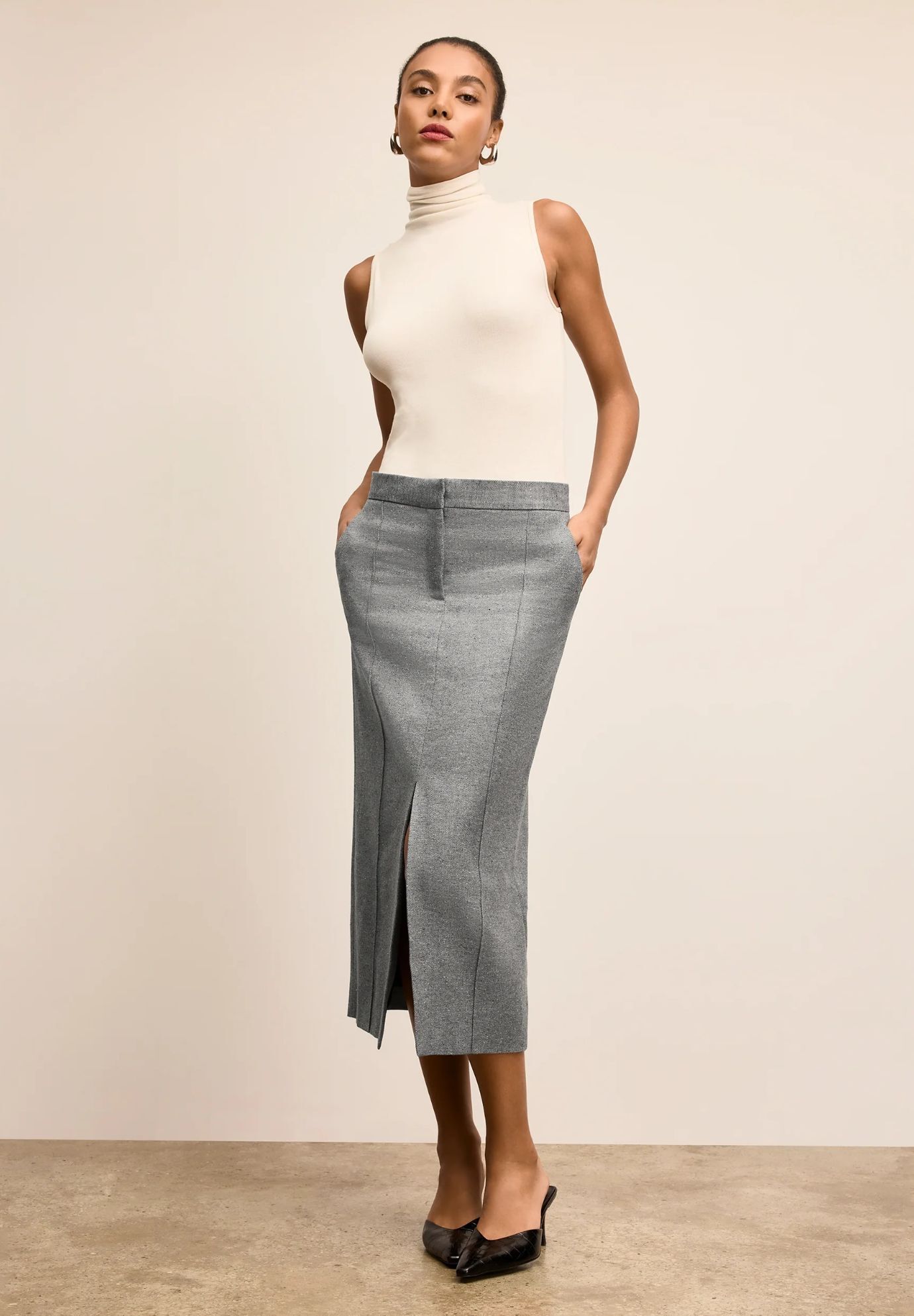 Jett Tank - Organic Ribbed Pima Cotton, Ivory / Ivory, alternate image number 5