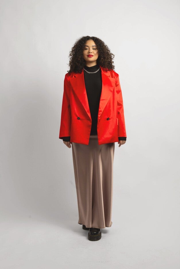 The Lexi Satin Blazer - Red, Red / Red, alternate image number null
