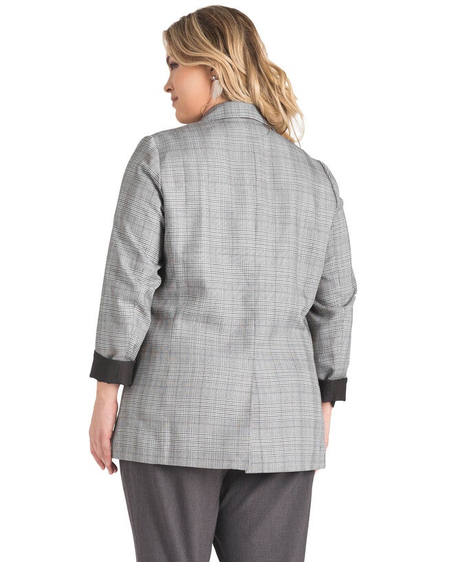 Plus Size Dorothy One-Button Oversized Plaid Boyfriend Blazer, , alternate image number 4