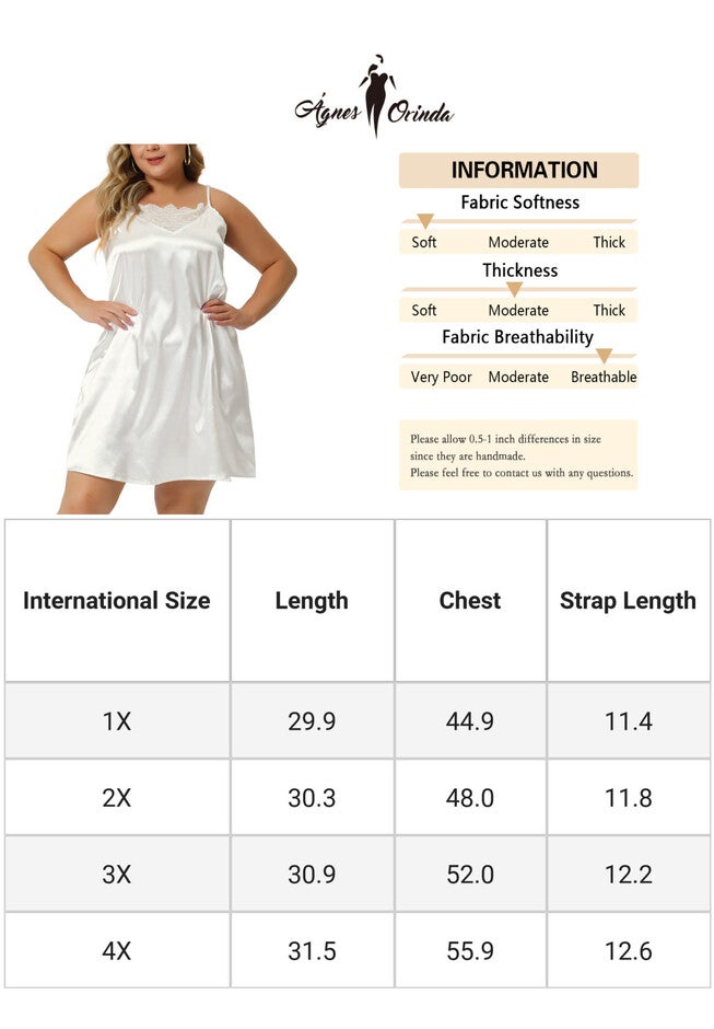 Satin Lace Chemise Nightgown, White / White, alternate image number 4