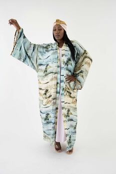 The Beach Scene Silk Twill Kimono