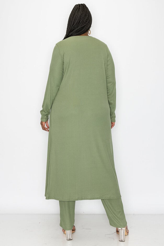 KHLOE THREE PIECE RIB SET, Light Olive / Olive Green, alternate image number null