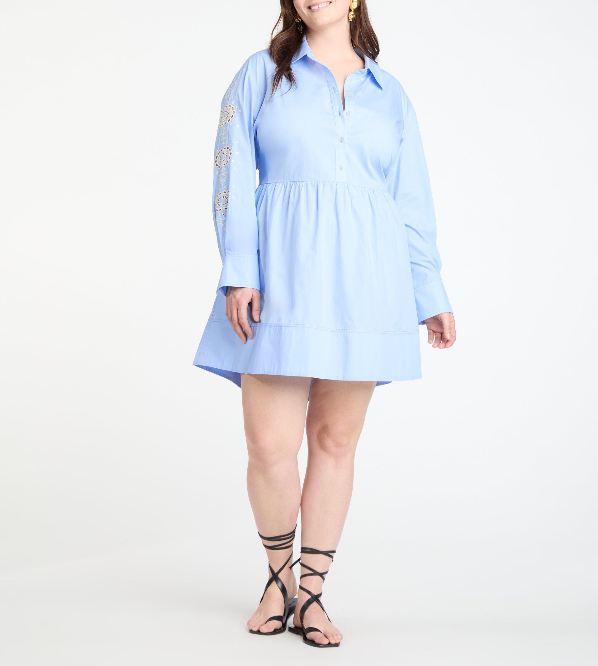 Maddy Embroidered Dress, Oxford / Light Blue, alternate image number 2