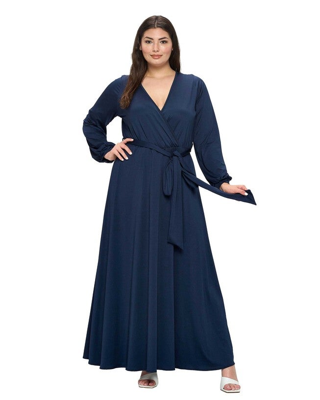 ESPINOZA SURPLICE MAXI DRESS, Navy / Navy, hi-res image number 0