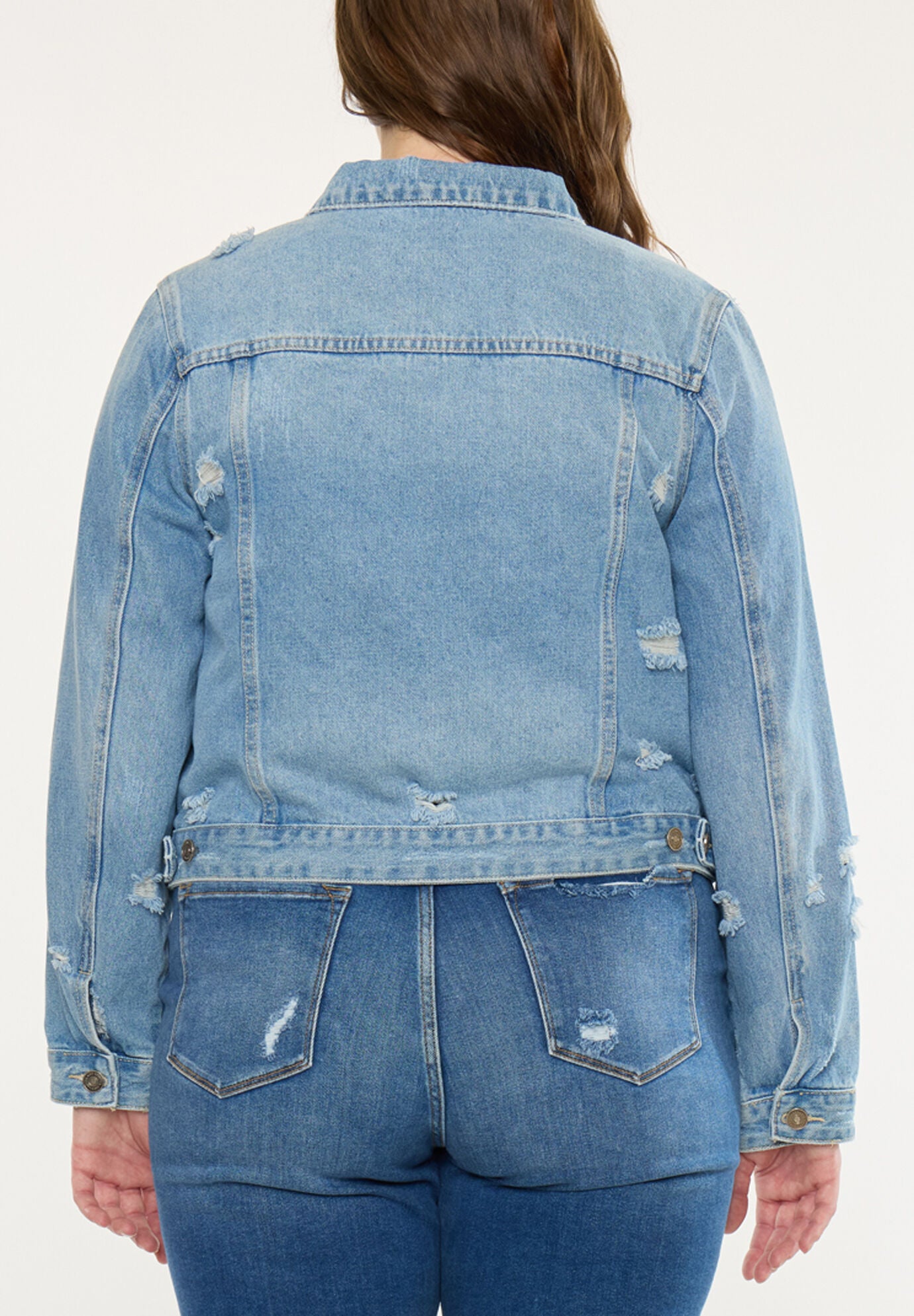 Aria Classic Trucker Denim Jacket (Plus Size), Medium Wash / Medium Wash, alternate image number 4