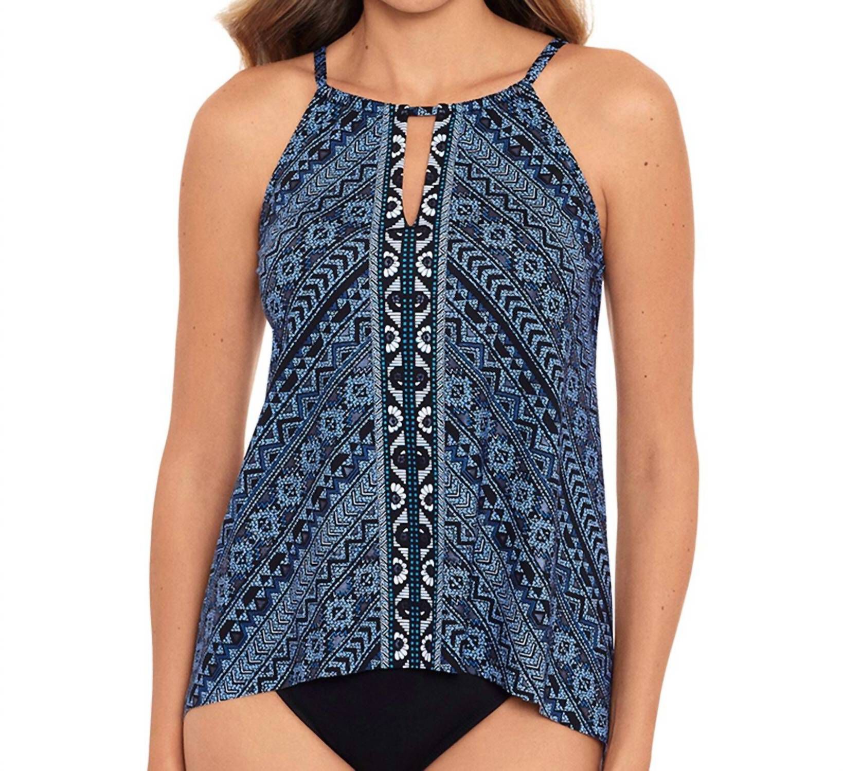 PAILLETTE PEEPHOLE TANKINI TOP, Blue / Azure Blue, hi-res image number 0