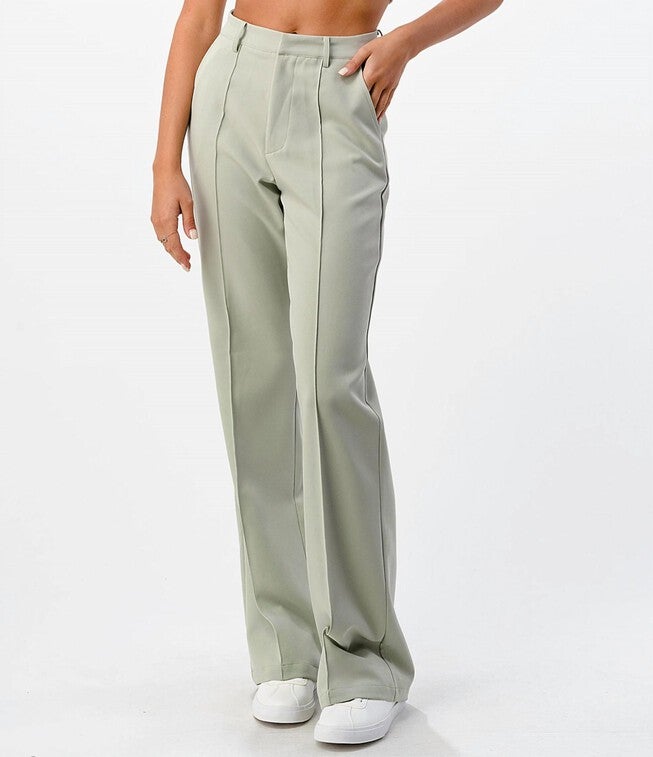 FRONT SEAM WIDE LEG PANTS IN SAGE, , alternate image number 9