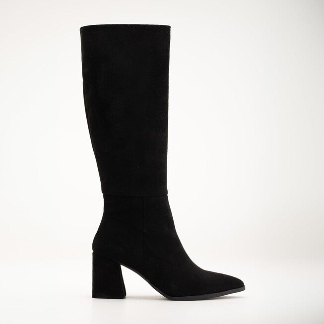 VALERIE - BLACK SUEDE KNEE HIGH BOOTS, BLACK / Black, hi-res image number null