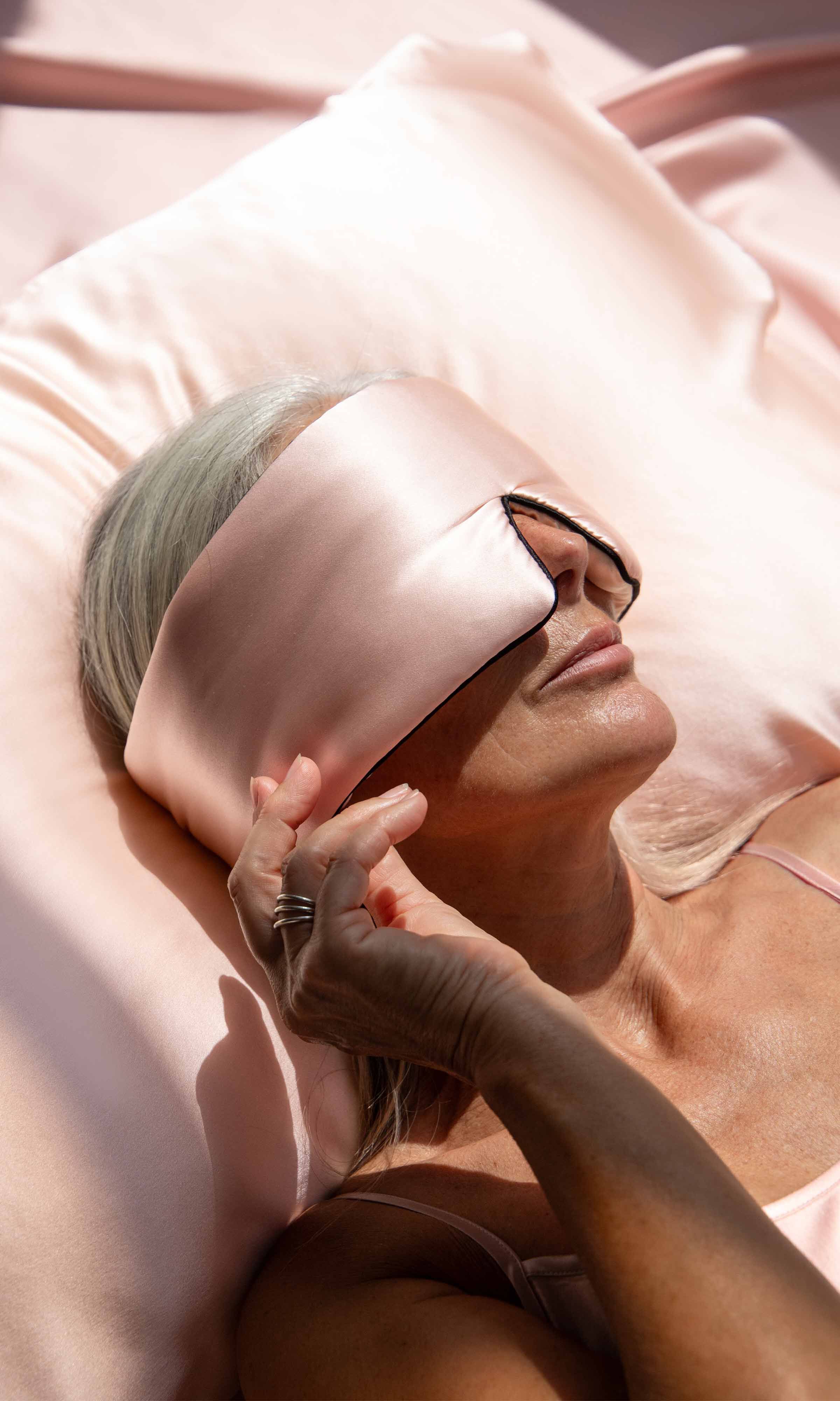 Pipe Dreams Silk Sleep Mask, Sunset Pink / Pink, alternate image number 1
