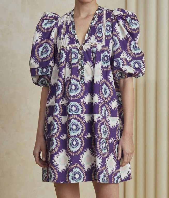 JENKINS DRESS IN LONDON RAIN PURPLE, London Rain Purple / Purple, alternate image number 1