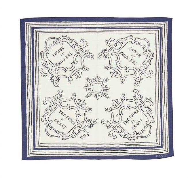 THE FUTURE IS BRIGHT BANDANA SCARF IN BLUE/WHITE, BlueWhite / White, hi-res image number null