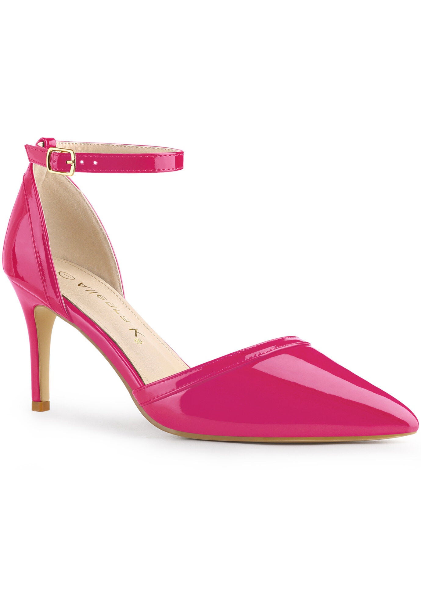 Pointed Toe Stiletto High Heel Pumps Evening Dress Shoes, Hot Pink / Pink, hi-res image number 0
