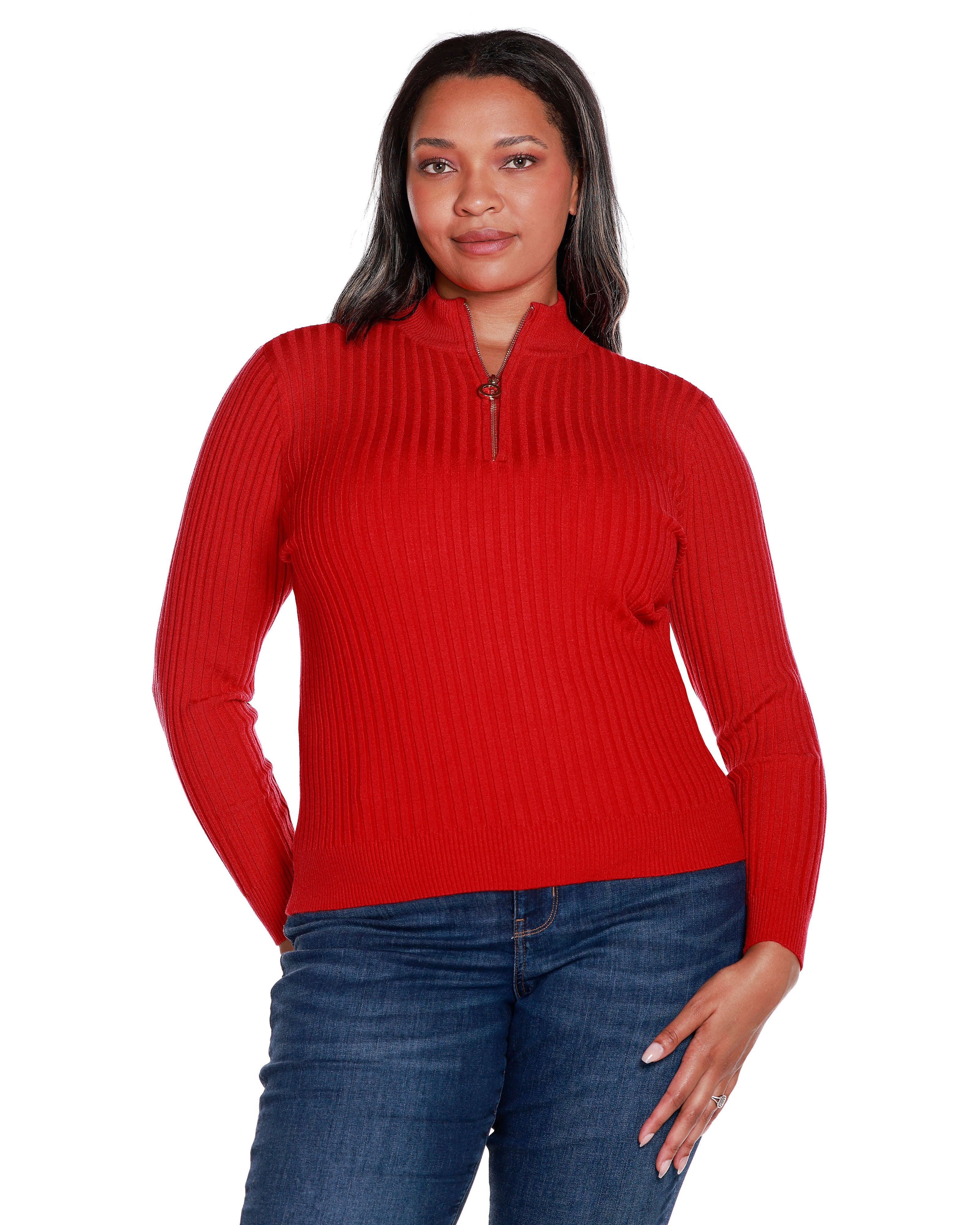 Mock neck half zip sweater clearance