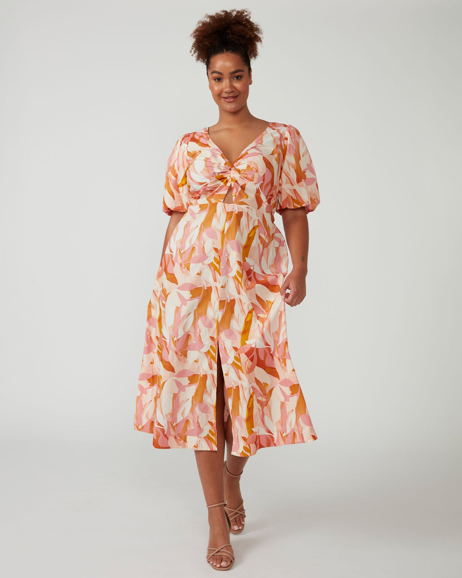 Aura Cascade Dress, Print / Orange, alternate image number 5