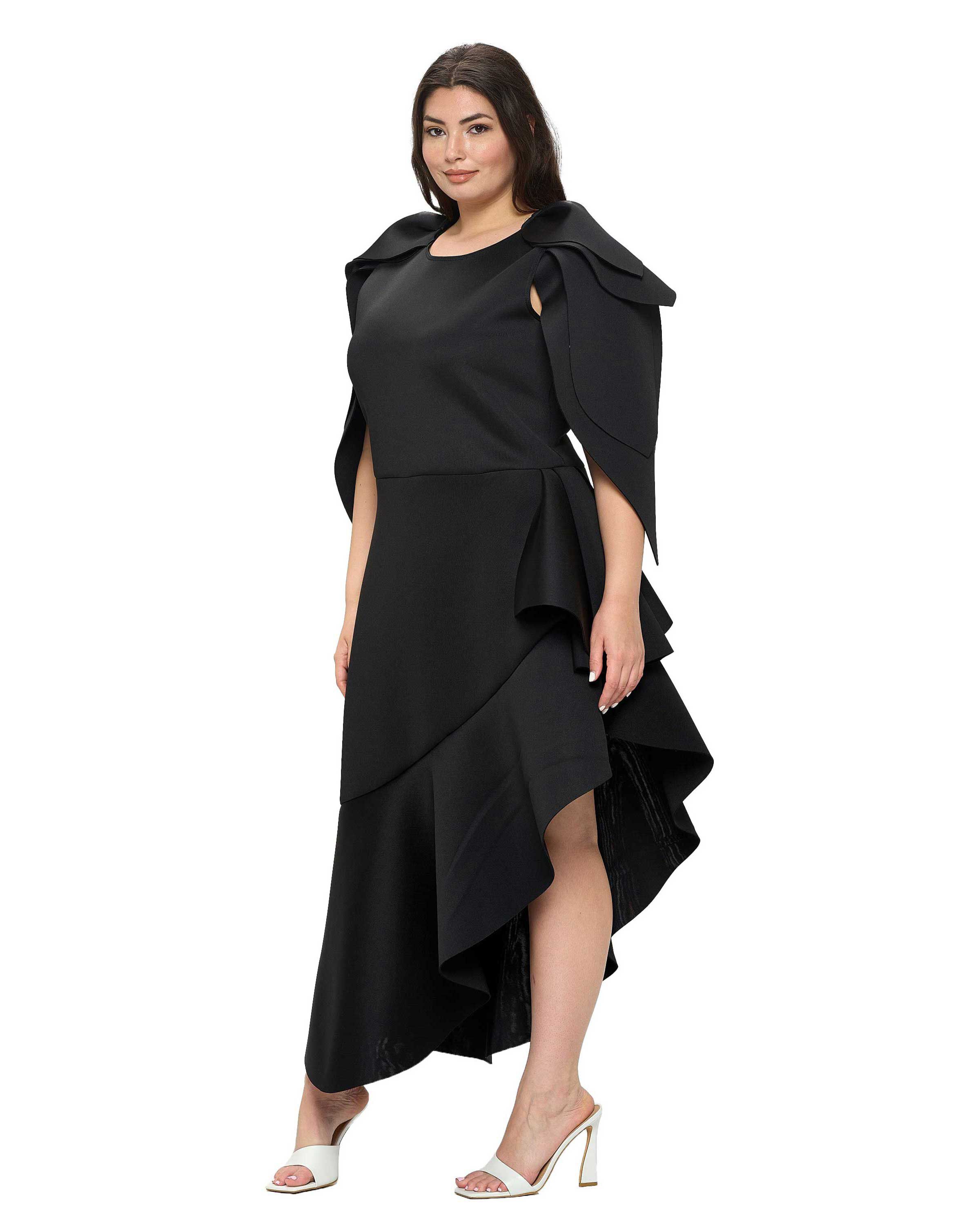 KASKADE RUFFLED NEOPRENE DRESS, , alternate image number 4