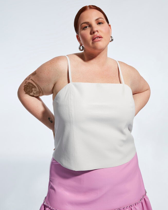 Penny Recycled Leather Cami, Buttercream / White, hi-res image number 0