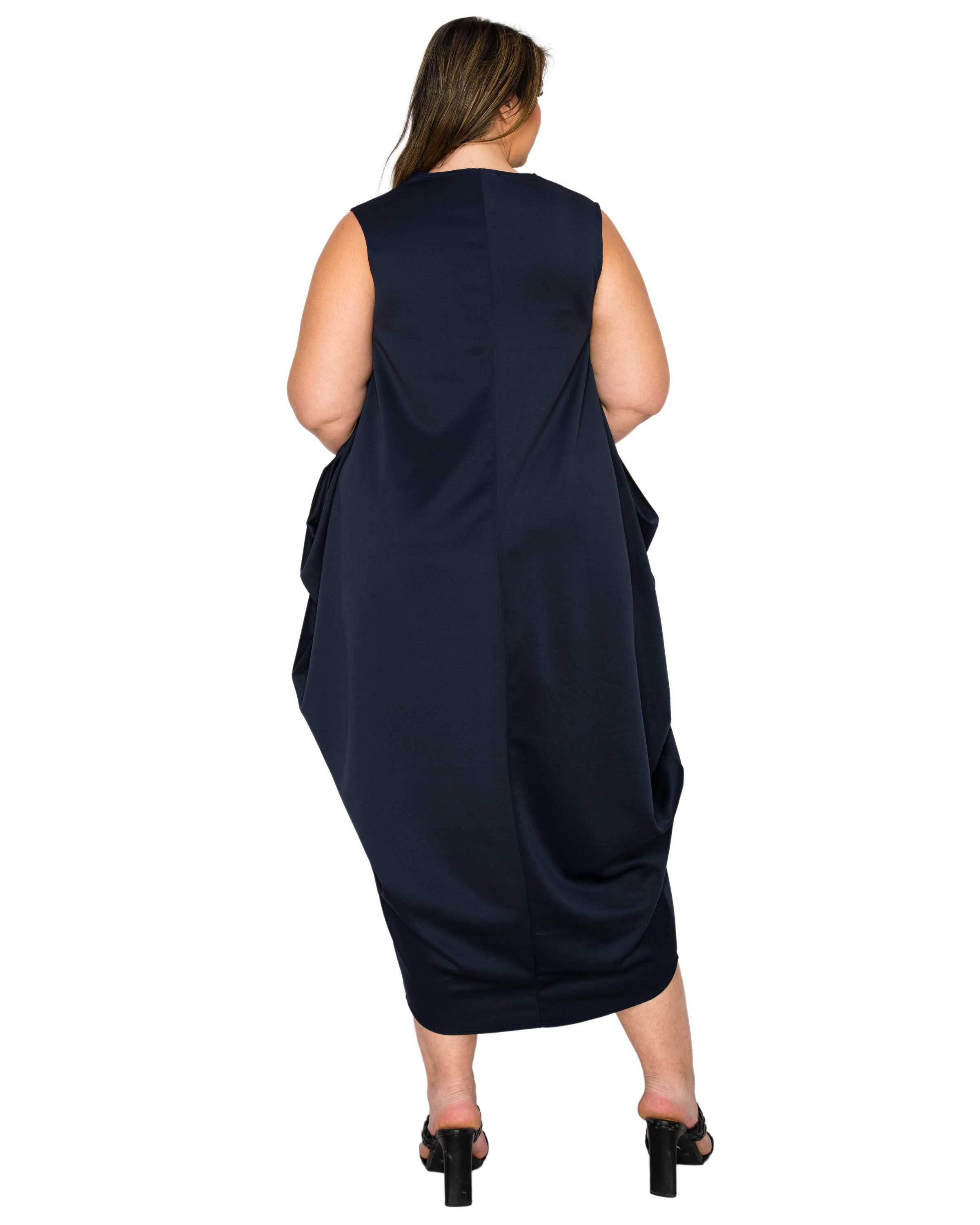 Clover Sleeveless Bubble Hem Dress, Navy / Navy, alternate image number 2
