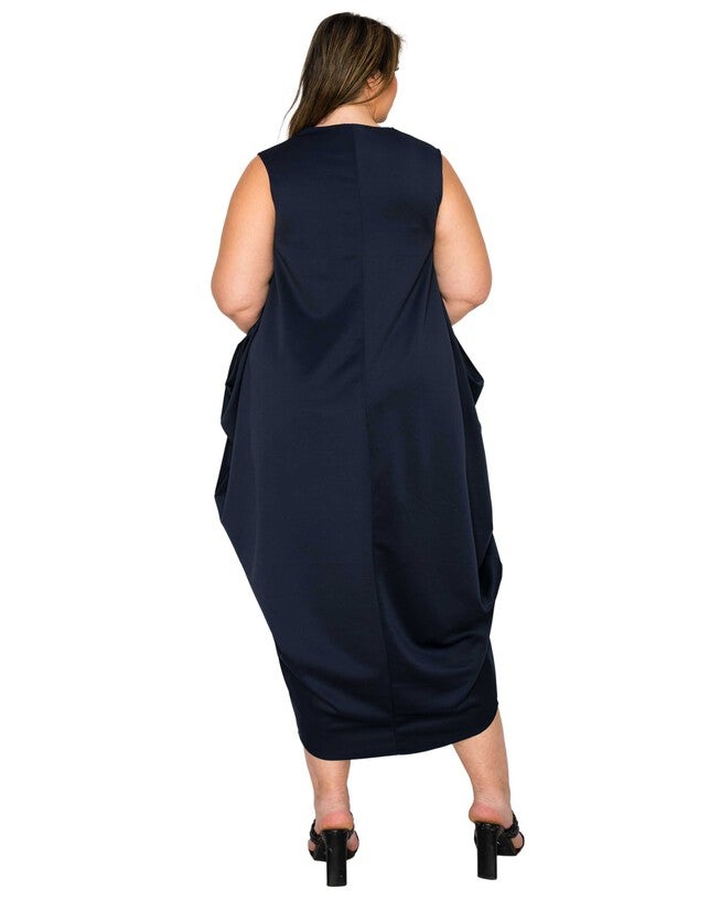 Clover Sleeveless Bubble Hem Dress, Navy / Navy, alternate image number 2