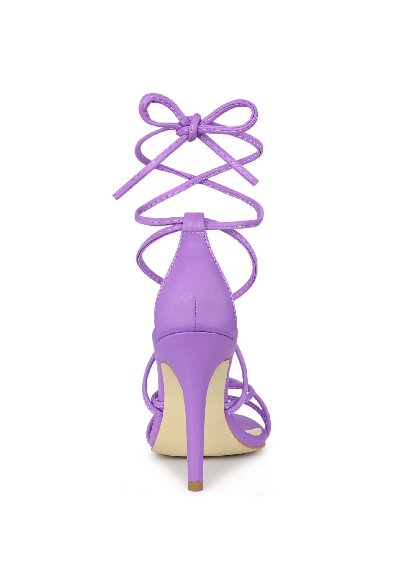 Strappy Heels Lace Up Stiletto Heel Sandals, Lavender / Purple, alternate image number 2
