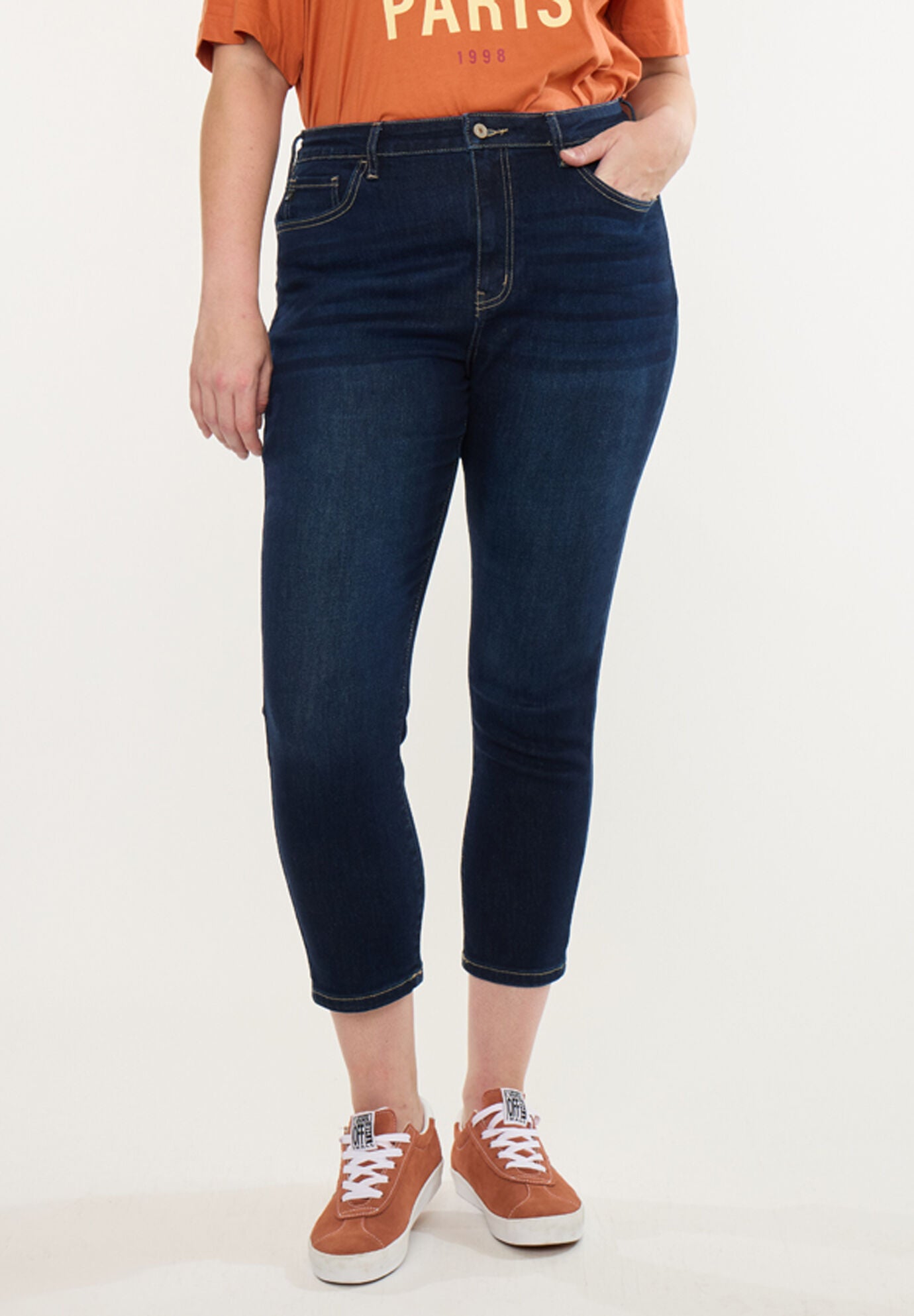 Ximena High Rise Cropped Skinny (Plus Size), Dark Wash / Dark Wash, alternate image number 1