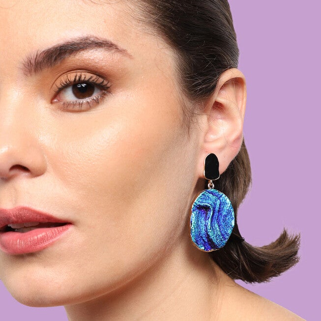 SOHI Women Blue Drop Earrings, Blue / Royal Blue, alternate image number null