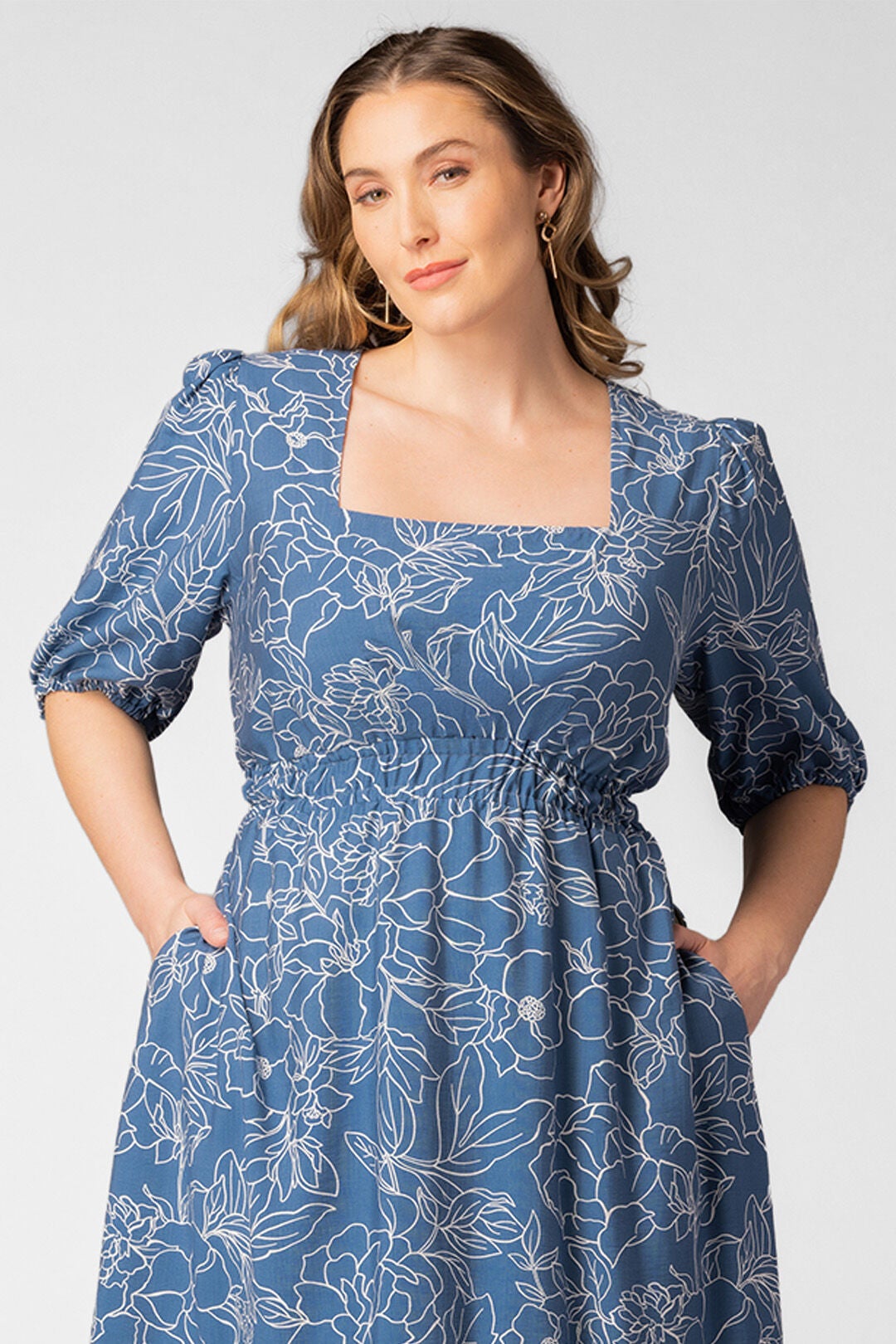 Bailey Square Neck Maxi Dress, Blue Floral Print / Light Blue, alternate image number 2