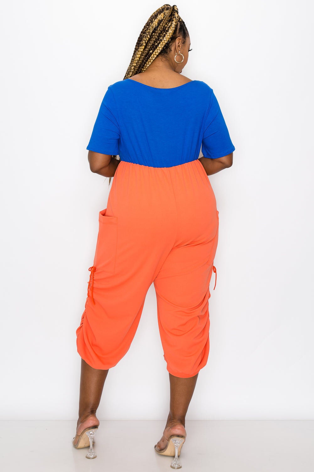 ELIZA COLORBLOCK JUMPSUIT, RoyalOrange / Royal Blue, alternate image number 2